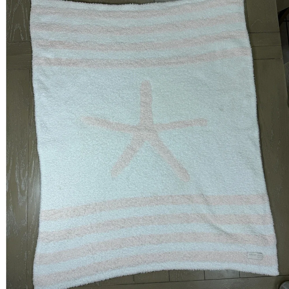 Barefoot‎ Dreams CozyChic Starfish Stripe Reversable Baby Blanket Pink White